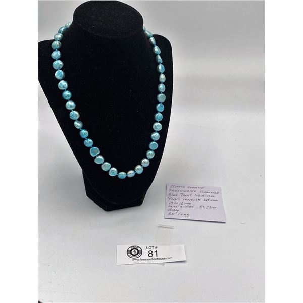 Stunning Genuine Fresh Water Blue Pear Necklace