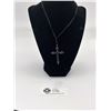 Image 1 : An Unusual Black Rhinestone Cross on Cloth Necklace