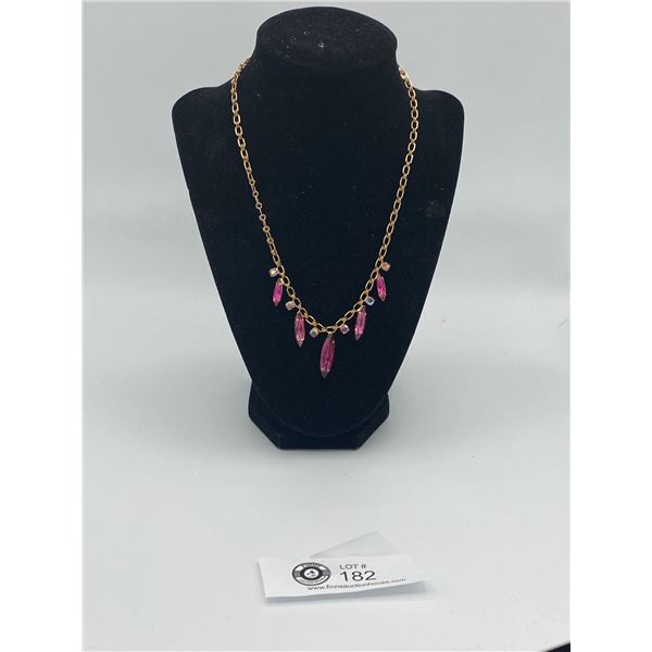 Brilliant Fuchsia Pink Rhinestone Necklace