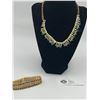 Image 1 : Beautiul Vintage Rhinestone Necklace and Bracelet