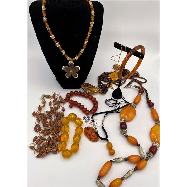 Large Lot Faux Amber Jewelry Untested