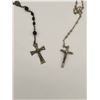 Image 4 : 3 Vintage Rosaries Wooden one has Stanhope on Cross with Colour Scene Inside