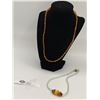 Image 1 : Amber and Pale Blue Gemstone Necklace and Amber Bead Necklace