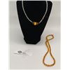 Image 2 : Amber and Pale Blue Gemstone Necklace and Amber Bead Necklace