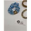Image 2 : 2 Vintage Rhinestone Bracelets and Lisner Blue Bead Needs Restringing