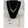 Image 1 : Vintage Rhinestone and Mother of Pearl Necklace