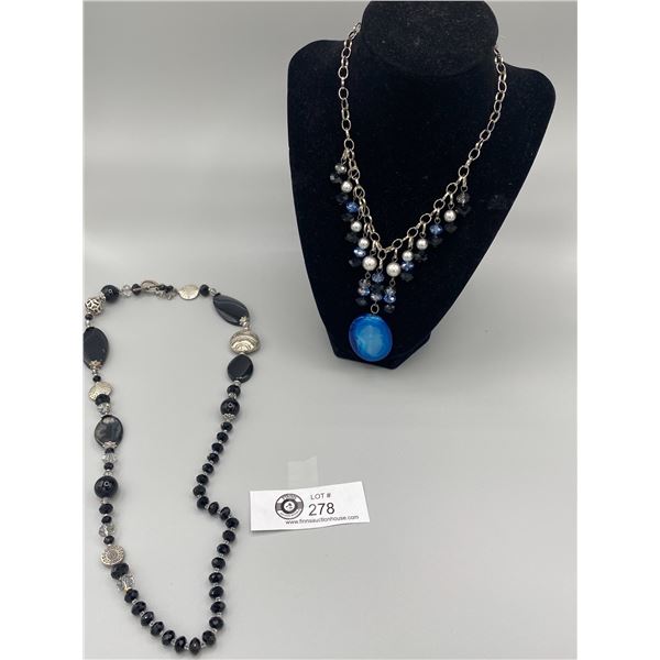 2 Piece Crystal and Agate Necklaces