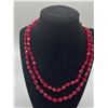 Image 1 : 1950's Ruby Crystal Double Strand Necklace Marked Germany