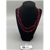 Image 2 : 1950's Ruby Crystal Double Strand Necklace Marked Germany