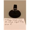 Image 2 : Vintage Black Onyx Sterling Silver Signet Ring. Size 8