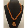 Image 1 : Vintage Genuine Baltic Amber Necklace with a Large 3cm x 3 cm Natural Baltic Amber Drop. 18" Length