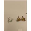 Image 2 : Lot of 3 Pieces of Jewelry with Green Stones. 1 Pair of Earrings Marked Sterling