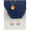 Image 1 : Gold Pan Sterling Chain with Gold Flakes in Pan Plus Gold Pan Earrings with Brass Nuggets