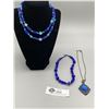 Image 1 : 3 Beautiful and Old Blue Glass Necklaces