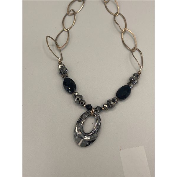 925 Black Crystal Necklace and Bracelet