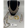 Image 1 : 3 Vintage Necklaces and 2 Bracelets including Coral Panther Link Necklace