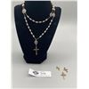Image 1 : Beautiful 800 Silver Rosary and Gold Filled Crosses