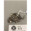 Image 2 : Vintage Silver Plated Marcasite Pearl Brooch