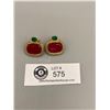 Image 2 : Gold Toned Clip on Earrings with a Large Mol Center Stone and Smaller Green Tone Like New