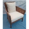 Image 1 : Crate & Barrel Woven Armchair w/ White Seat & Back Cushions