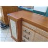 Image 10 : Large 4-Piece Solid Wood Entertainment Center w/ Cabinet & 6 Drawers 120"x30"x43"H
