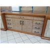 Image 3 : Large 4-Piece Solid Wood Entertainment Center w/ Cabinet & 6 Drawers 120"x30"x43"H