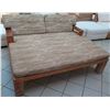 Image 1 : Large Carved Solid Wood Lounger w/ Armrests & Cushions 69"x47"x32" Back Ht.