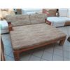Image 2 : Large Carved Solid Wood Lounger w/ Armrests & Cushions 69"x47"x32" Back Ht.