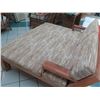 Image 8 : Large Carved Solid Wood Lounger w/ Armrests & Cushions 69"x47"x32" Back Ht.