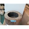 Image 3 : Tall Whitewashed Wooden Vessel w/ Carved Scroll Details 13" Dia, 60" Tall