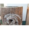 Image 8 : Tall Whitewashed Wooden Vessel w/ Carved Scroll Details 13" Dia, 60" Tall