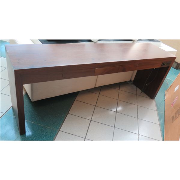 Long Wooden Console Table w/ Center Drawer 84"x20"x30"H (shows scratches/surface wear)