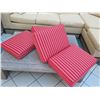 Image 11 : Qty 4 Striped Red Seat Cushions 26"x22"x7" and 4 Back Cushions 24"x20"x5"