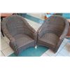 Image 1 : Qty 2 Barrel-Back Outlook Woven Rattan Chairs 32" x 25" x 35" Back Ht.