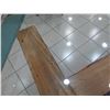 Image 10 : Large Thick Glass Table-Top w/ Wooden Base 100" x 50" (red rolling carts not included). Tiny nick