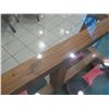 Image 11 : Large Thick Glass Table-Top w/ Wooden Base 100" x 50" (red rolling carts not included). Tiny nick