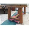 Image 2 : Large Thick Glass Table-Top w/ Wooden Base 100" x 50" (red rolling carts not included). Tiny nick