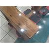 Image 9 : Large Thick Glass Table-Top w/ Wooden Base 100" x 50" (red rolling carts not included). Tiny nick
