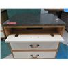 Image 5 : Wooden 3-Drawer Nightstand w/Woven Handles & Stone Top 24"x20"x25"H