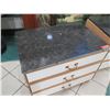 Image 2 : Wooden 3-Drawer Nightstand w/Woven Handles & Stone Top 24"x20"x25"H