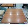 Image 2 : Wooden Table w/ Round Metal Base 36" x 36" x 30" H