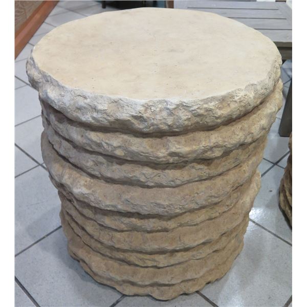 Round Stone-Look Side Table, Composite Material 20" Dia, 22" H