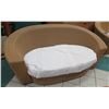 Image 1 : Woven Synthetic Rattan Lounger w/ White Dust Cover Over Cushion 74"x34"