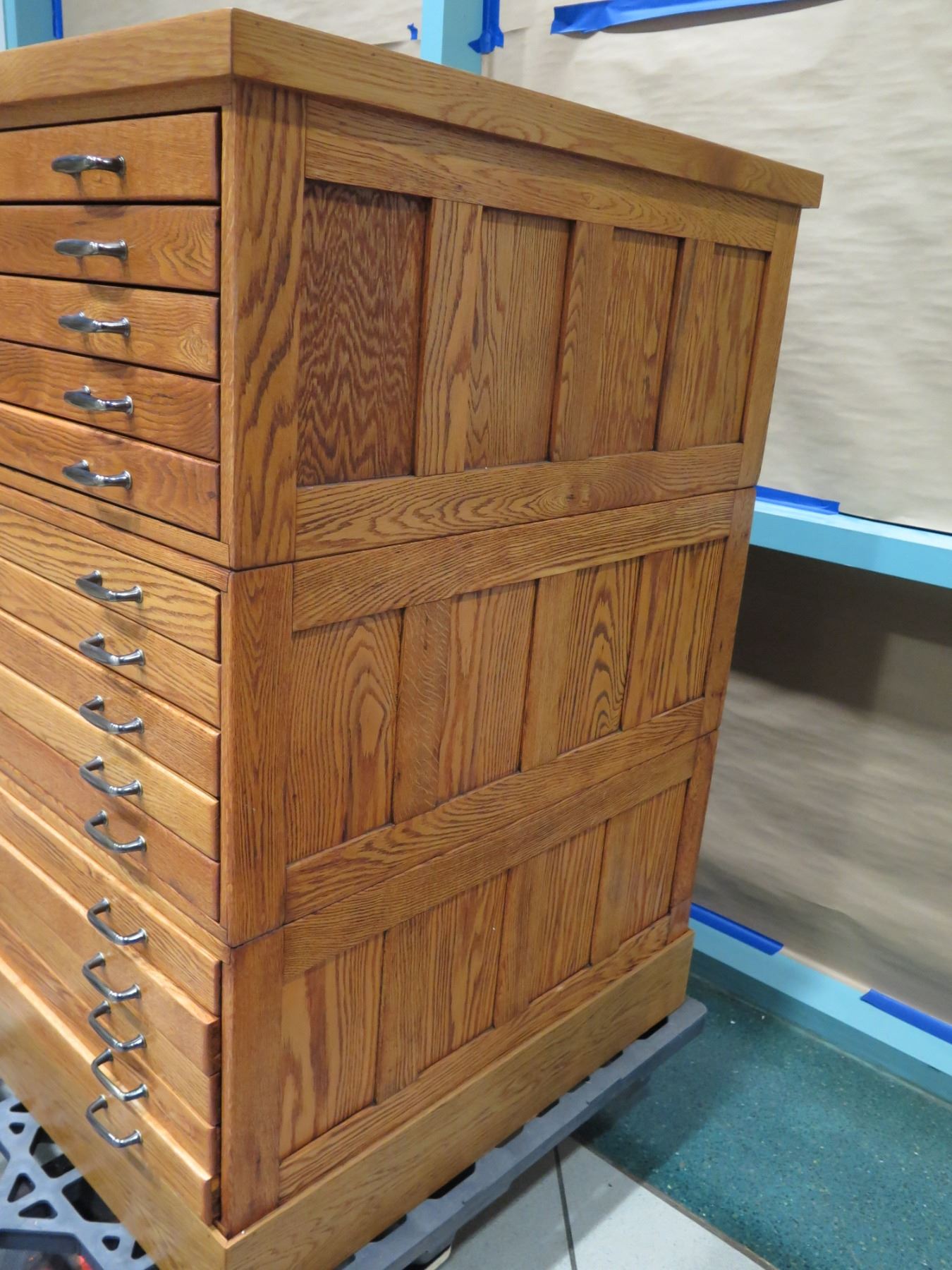 Wooden 15-Drawer Blueprint Storage Unit w/ Metal Handles 45 X 36