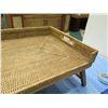 Image 2 : Woven Rattan Bedside Tray w/ Handles & Folding Legs 26"x16"x13"H