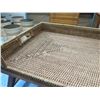 Image 3 : Woven Rattan Bedside Tray w/ Handles & Folding Legs 26"x16"x13"H
