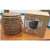 Image 1 : New Crate & Barrel Samar Ottoman Side Table, Thick Woven Design Al 232-142 (17" Dia, 19"H)
