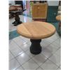 Image 2 : Small Textured Wooden Bistro Table w/ Wooden Base 36" Dia, 30" H