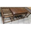 Image 1 : Tommy Bahama Bamboo Rattan Bench w/ Leather Seat 63"x18"x18" H