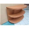 Image 2 : Curved Wooden 3-Tier Shelving Unit 48" x 19" x 34"H (some surface scratches, wear/tear)
